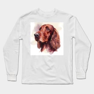 Irish Setter or Red Setter Watercolor Portrait Long Sleeve T-Shirt